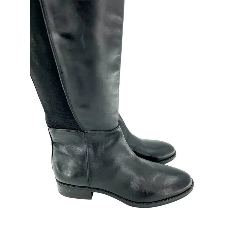 Sam Edelman Pam Black Leather Stretch Back Over the Knee Black Boot 7.5 New